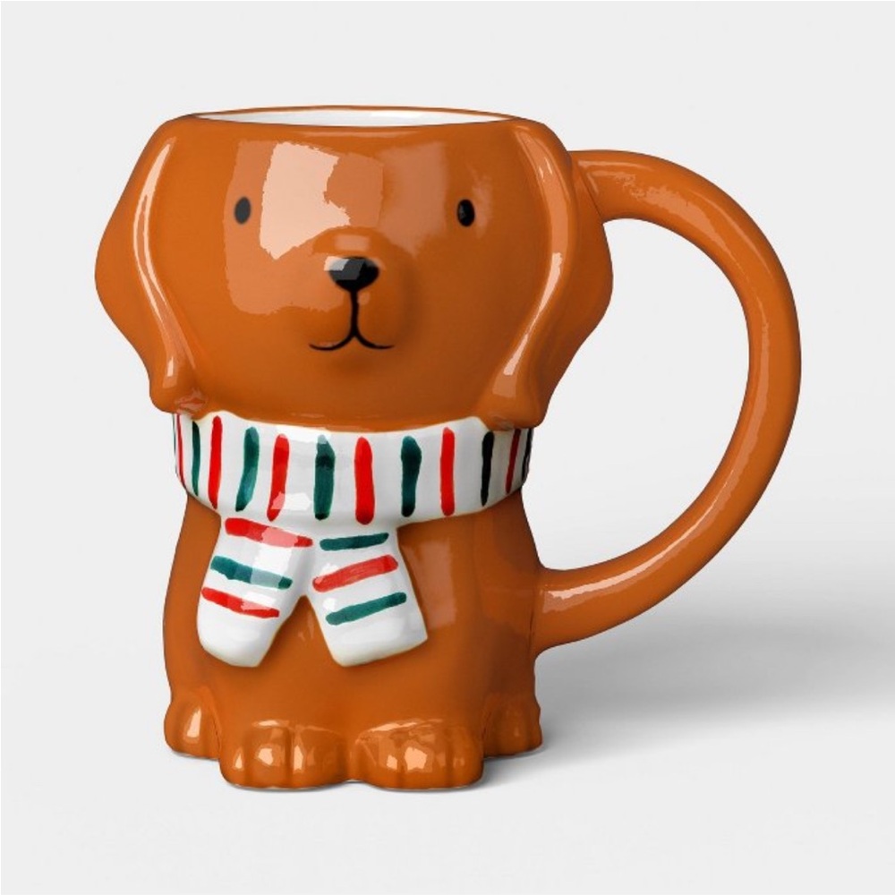 🆕 Target Wondershop Figural Dog Mug with Scarf, Stoneware Cup Christmas Decor